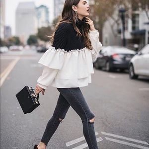 Storets Kate Tiered Ruffle Knit Sweater